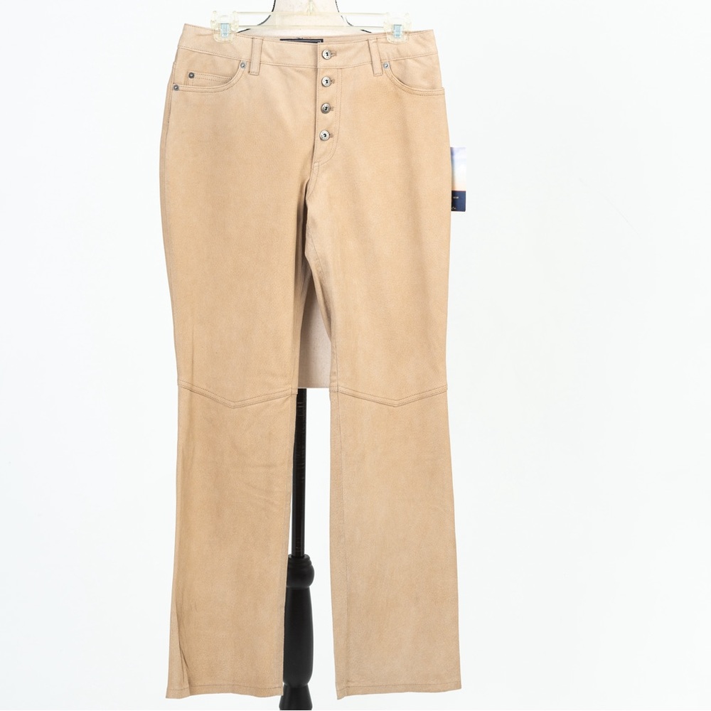 Leather pants button fly high rise tan vintage leather pant size 8